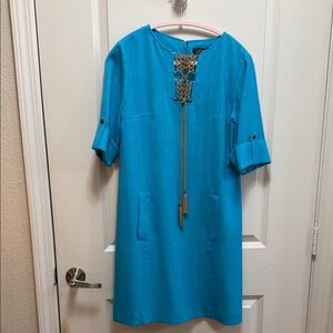 Chic Blue Tunic with Lace-Up Front